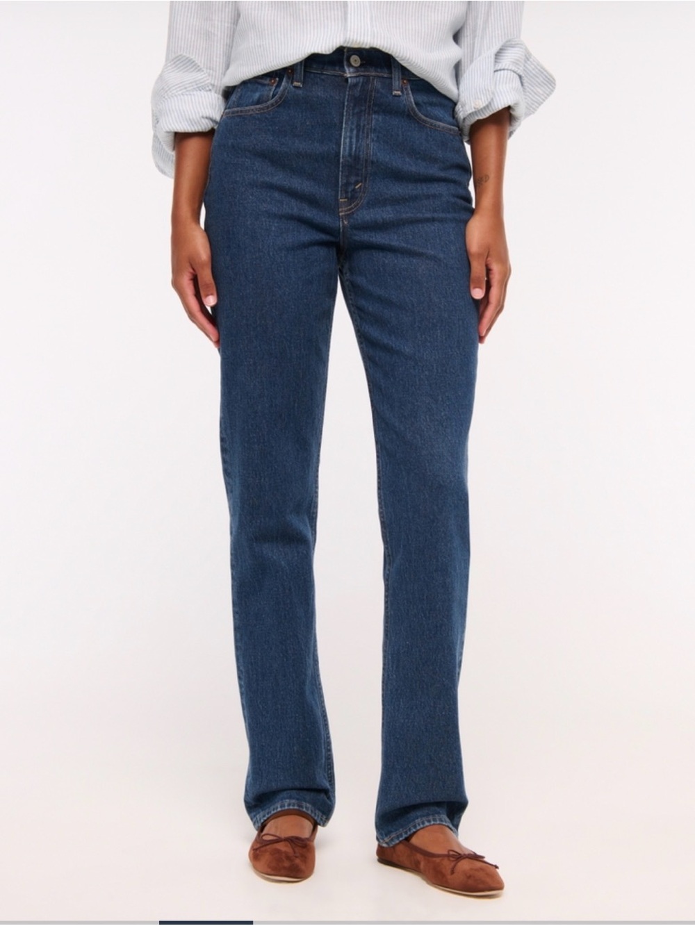 Abercrombie & Fitch Ultra High-Rise Straight Jeans in Dark Blue